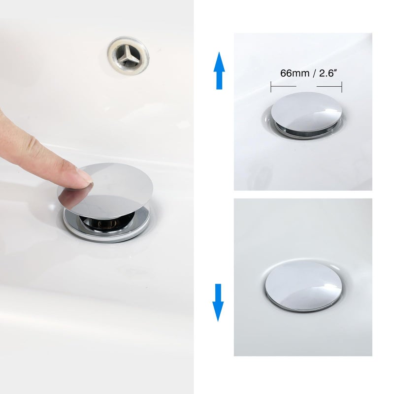 dalang Pop Up Drain Stoper with Overflow for Bathroom Sink with Overflow,Chrome Finished - Image 3